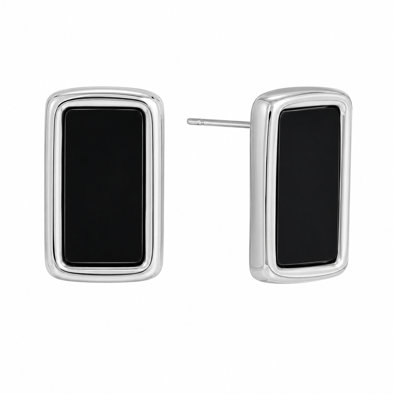 Aretes rectangulares negros grandes