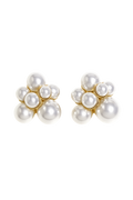 Aretes full perlas plateado y dorado