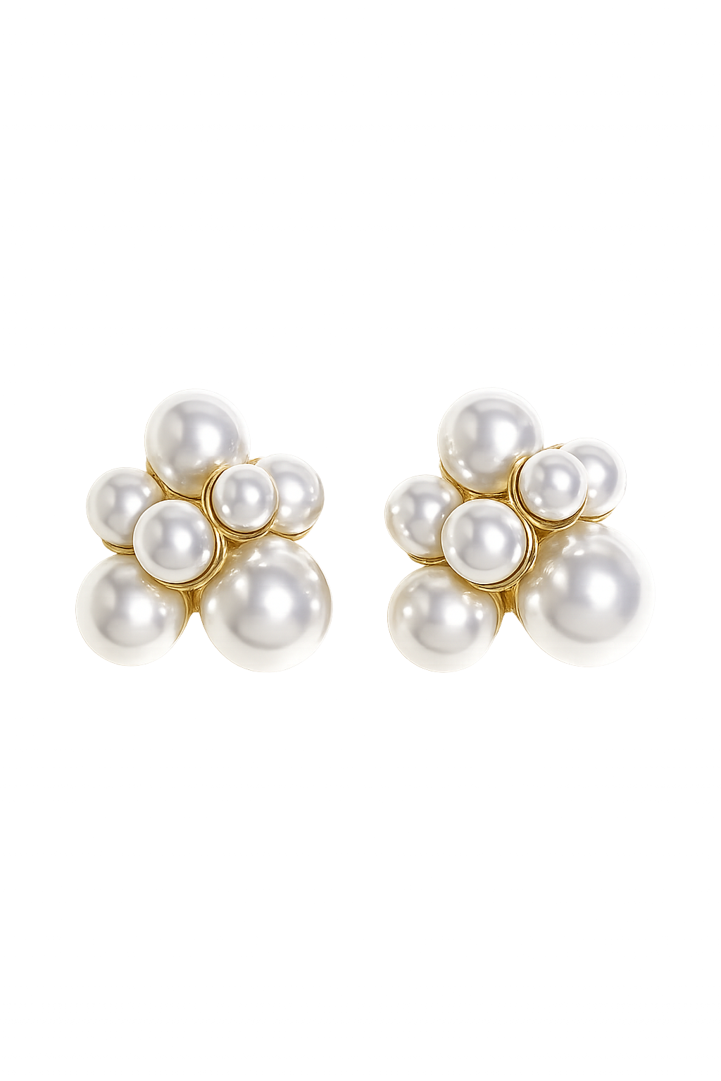 Aretes full perlas plateado y dorado
