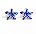 Aretes flor azul con blanco