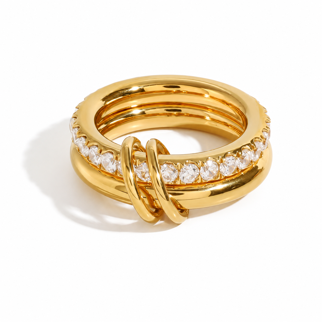 Anillo churumbela doble con argollas dorado