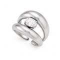 Anillos aguantable doble con cristal en centro plateado y dorado