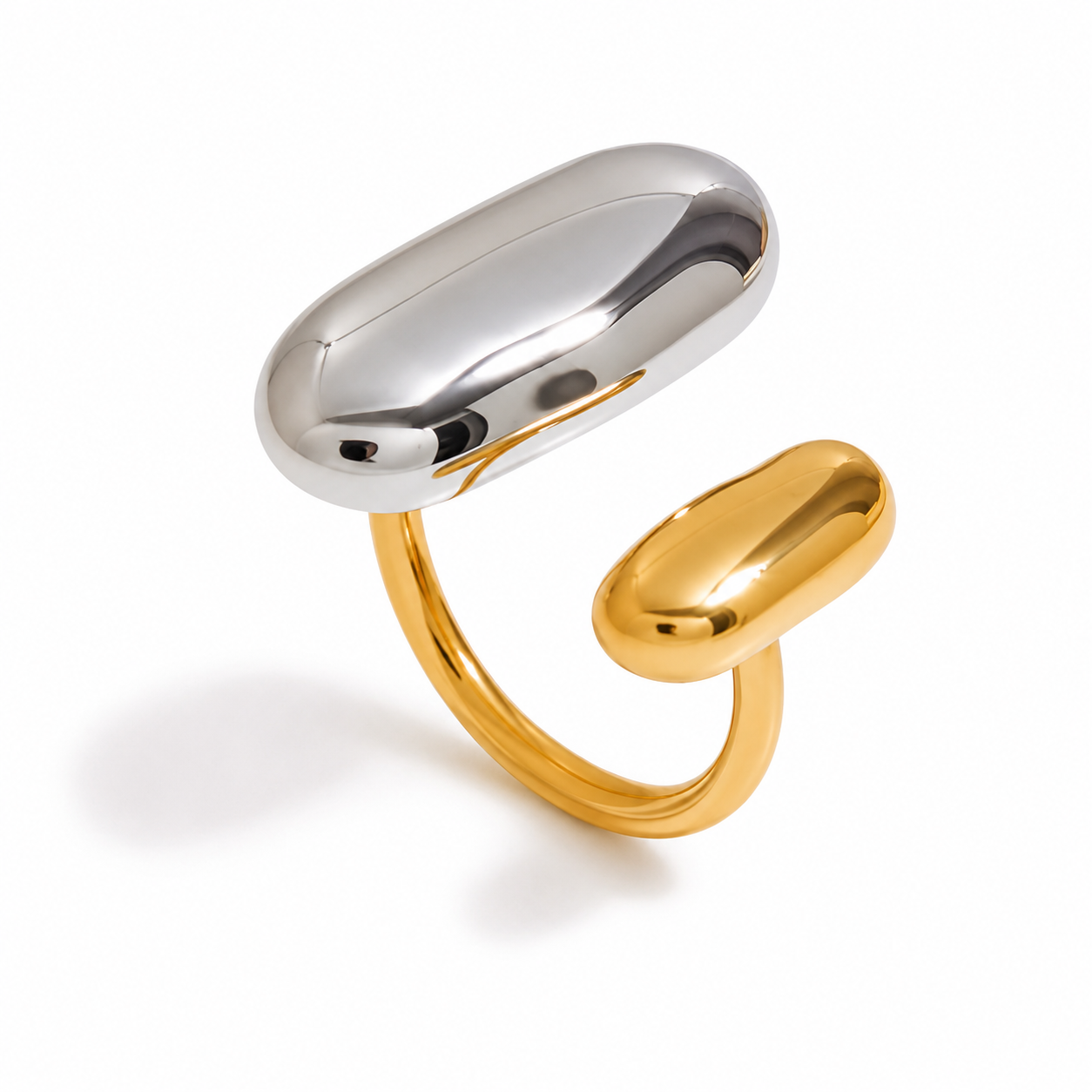 Anillo irregular bicolor ajustable modelo 3