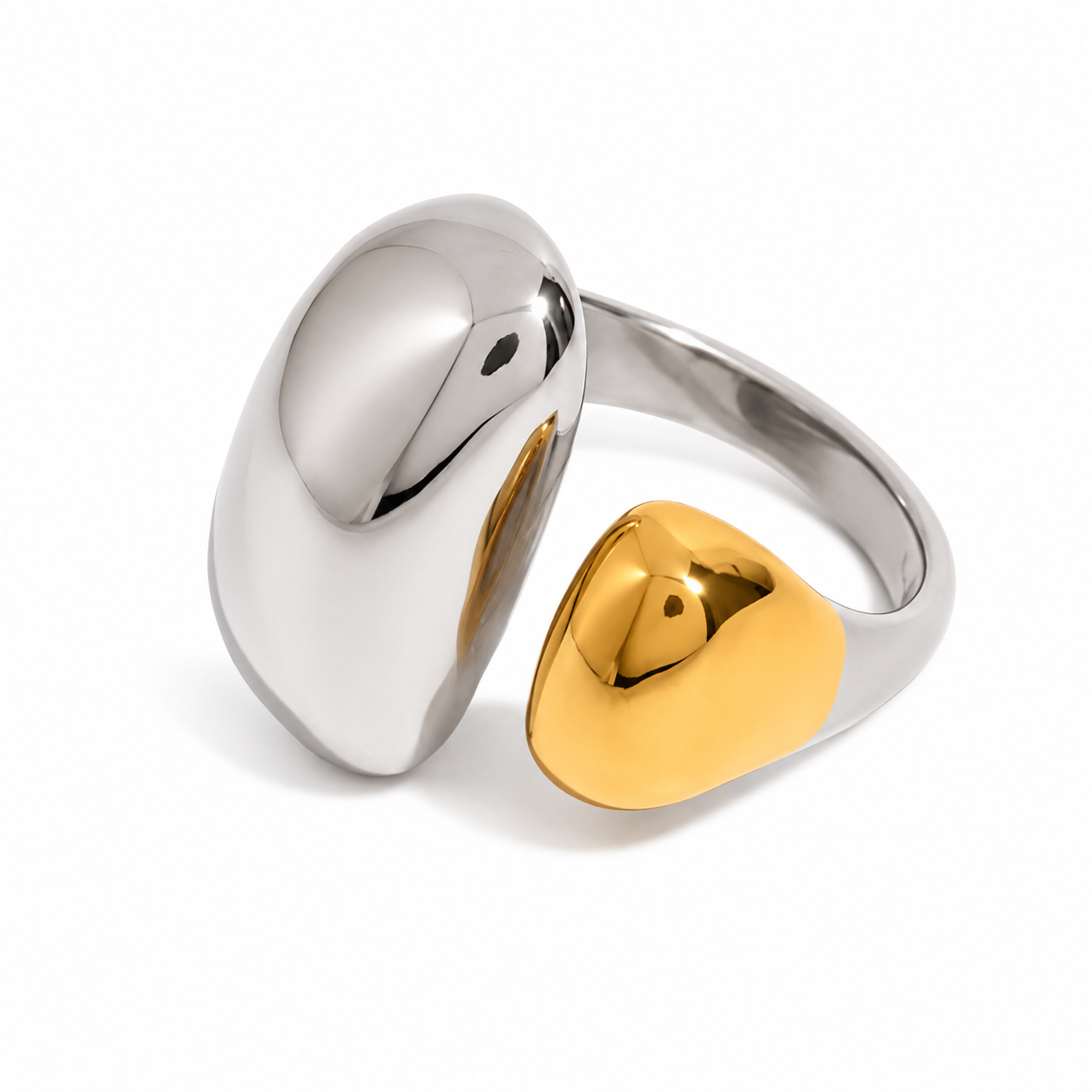 Anillo irregular bicolor ajustable modelo 4