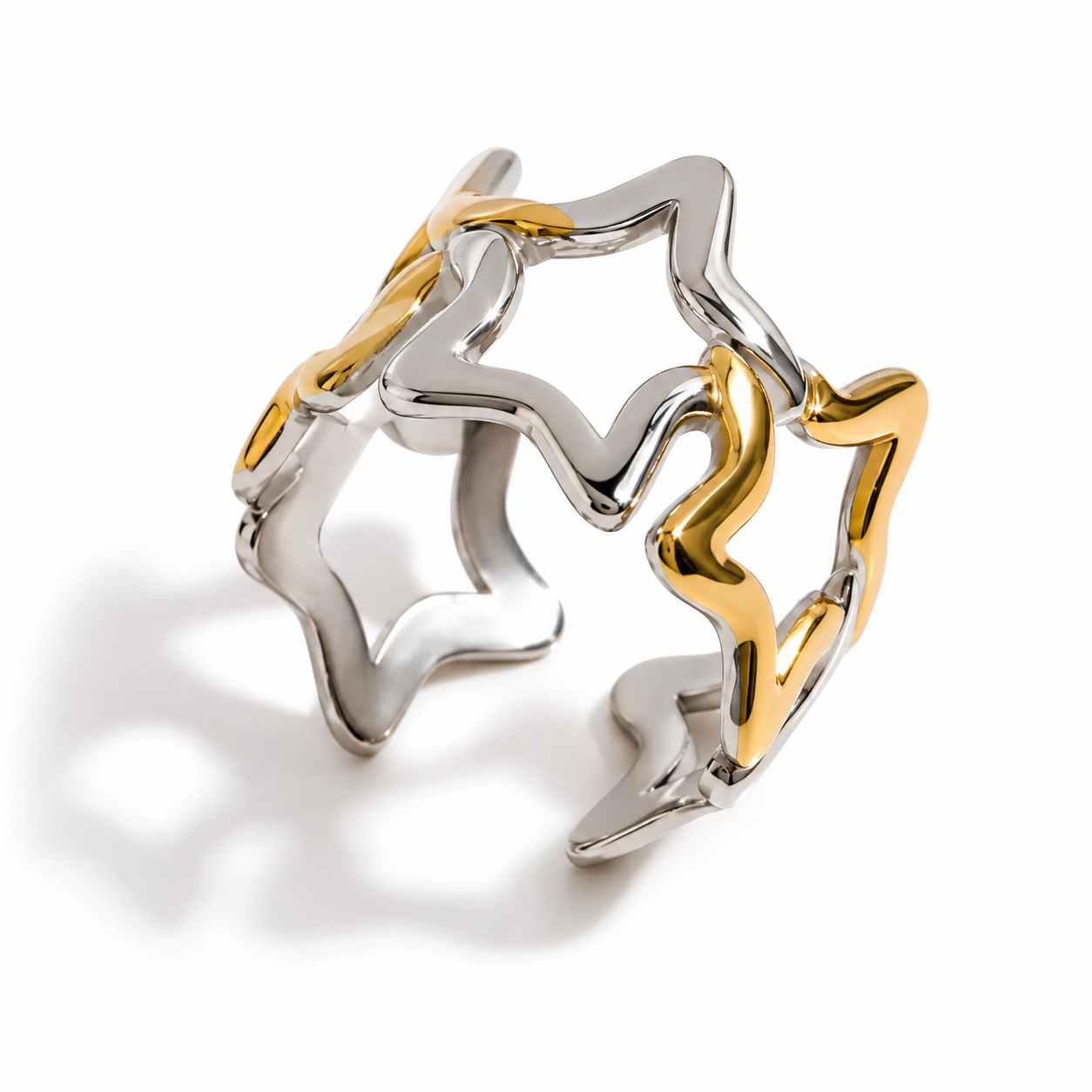 Anillo de estrellas bicolor ajustable