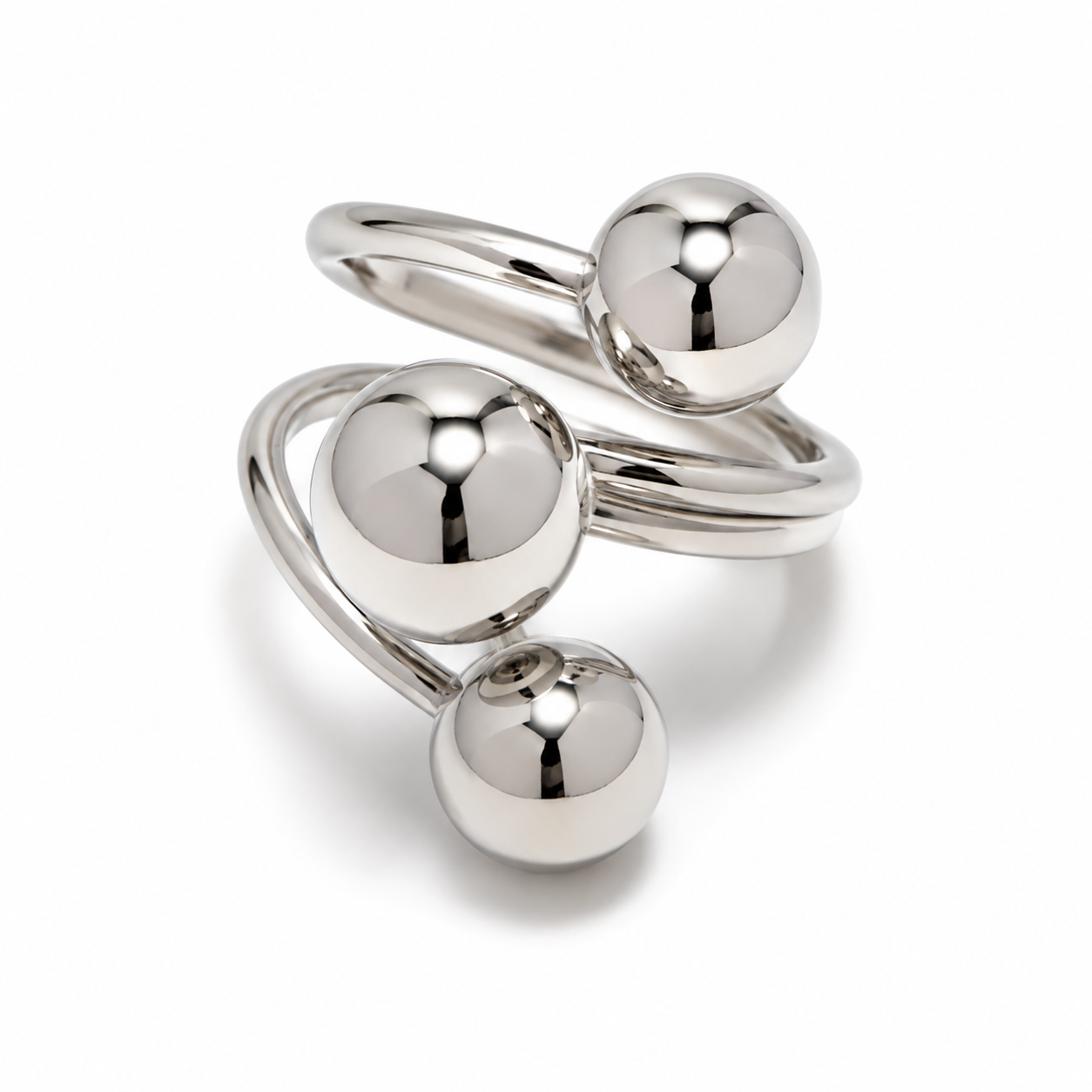Anillo trio de bolas plateado ajustable