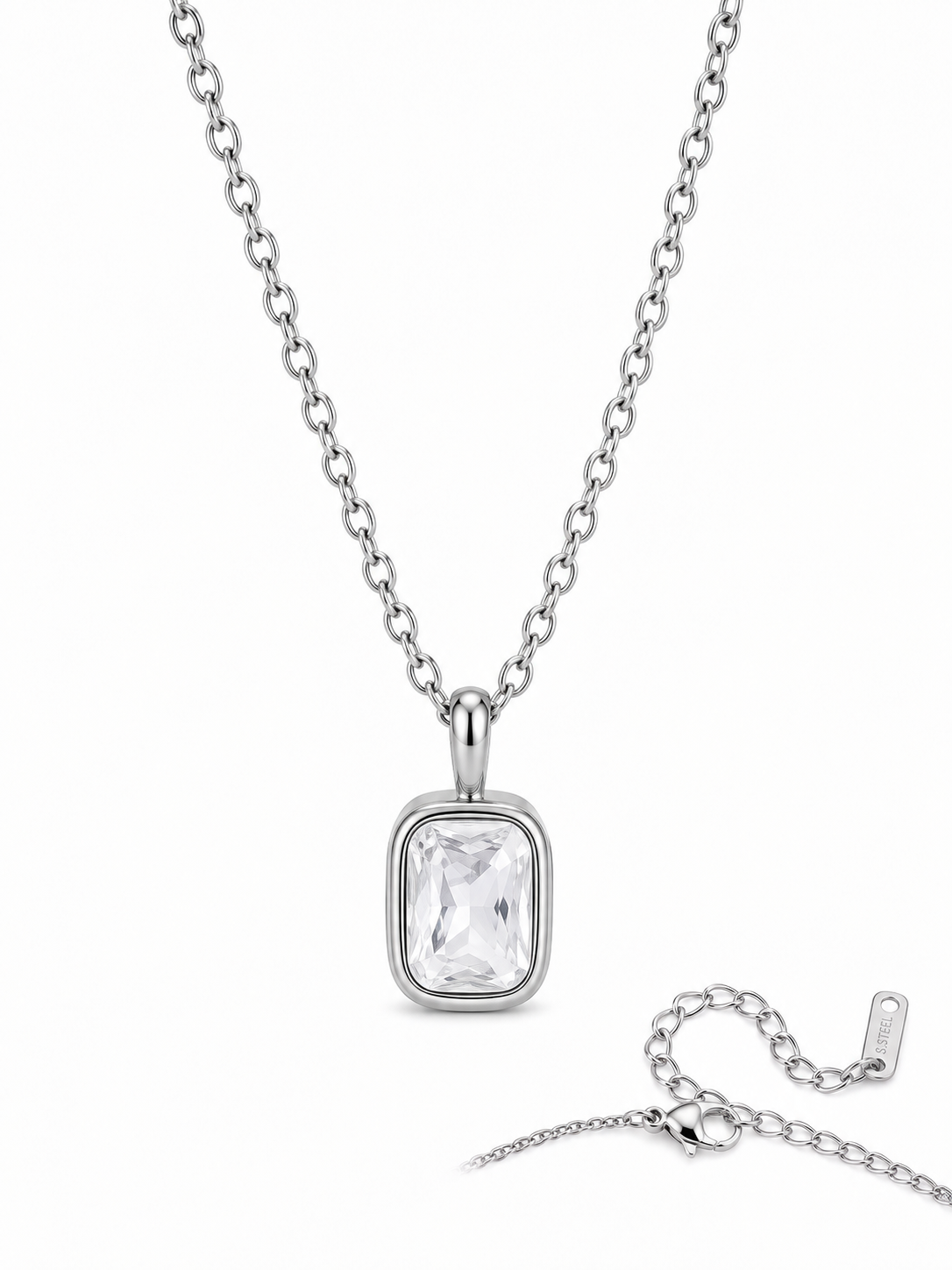 Collar dije de cristal rectángulo pequeño