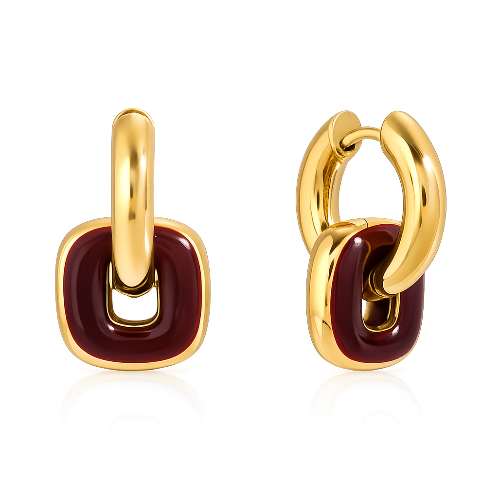 Hoops cuadros guinda colgantes