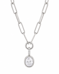 Cadena con dije de cristal plateado