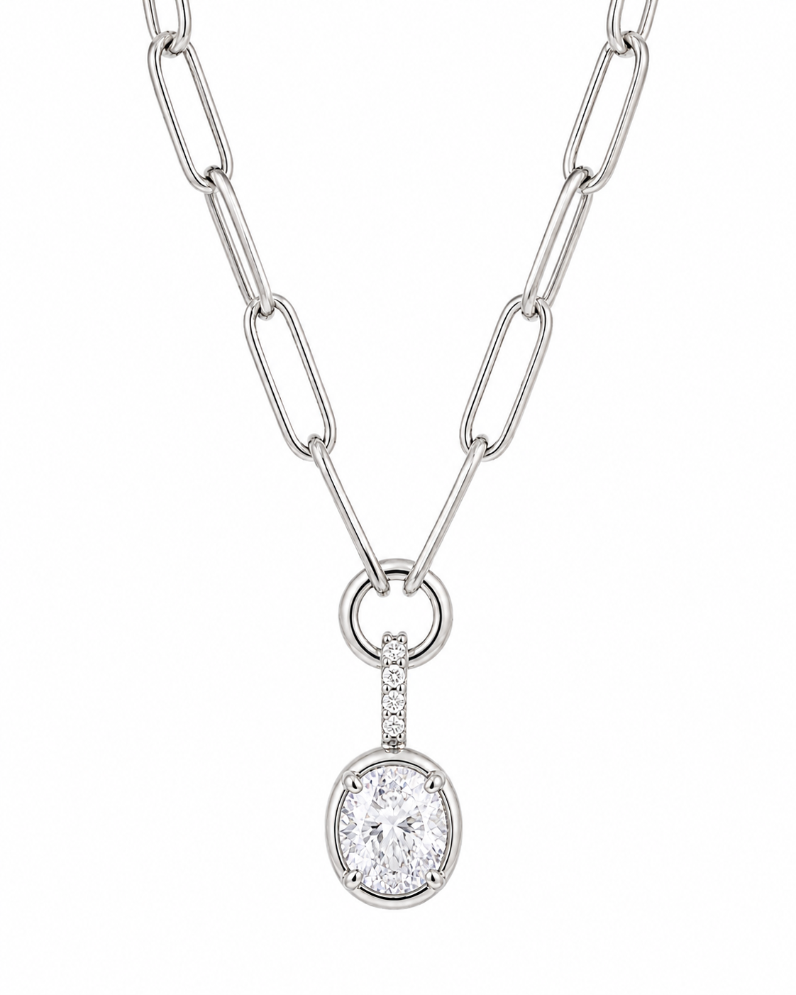 Cadena con dije de cristal plateado