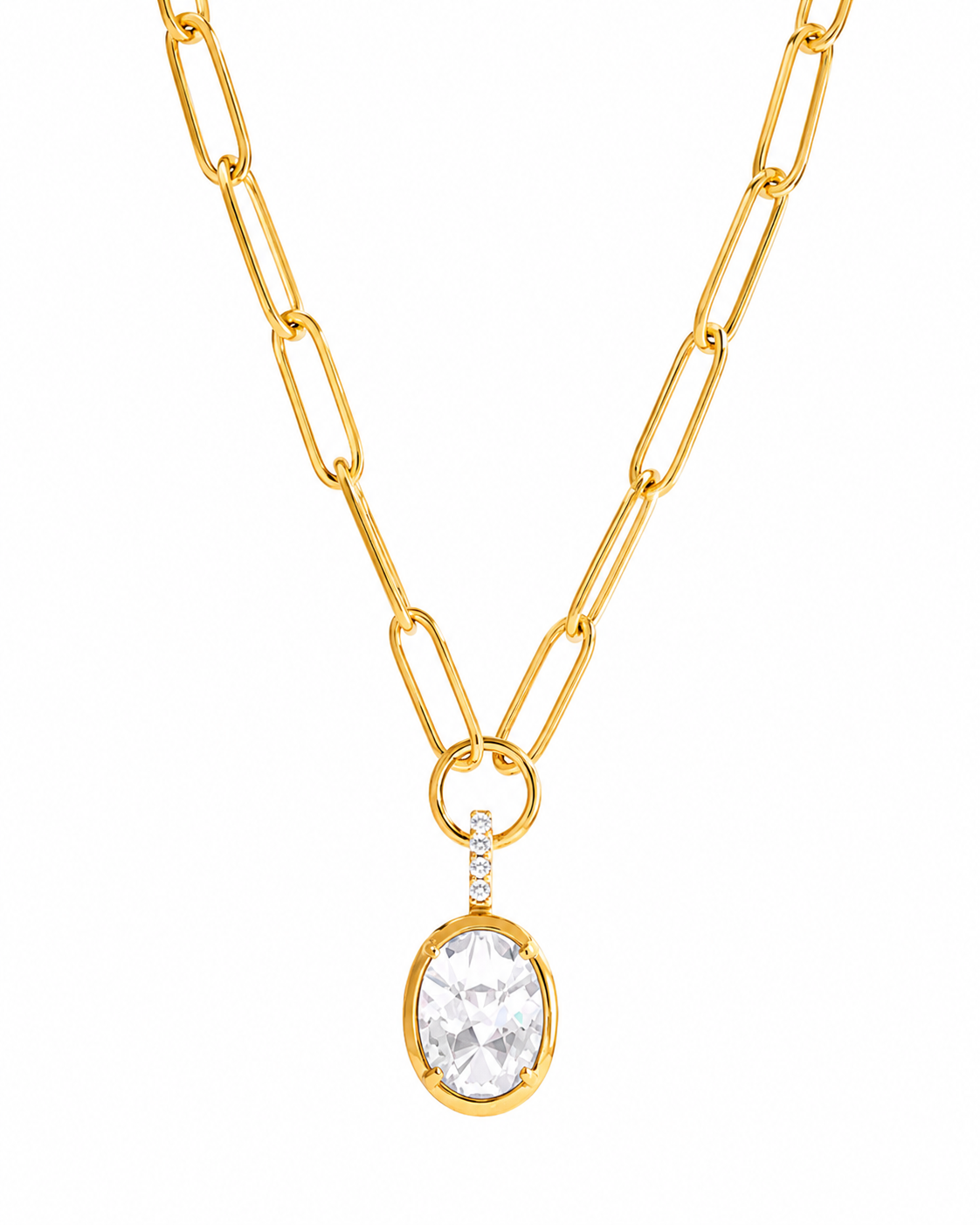 Cadena con dije de cristal dorado