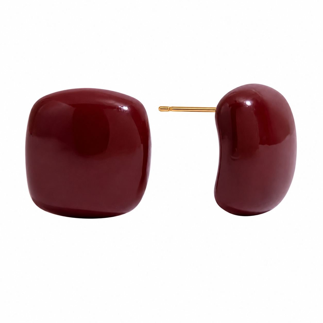 Aretes cuadrados lisos guinda