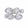 Anillo ajustable con cristales de gotas plateado