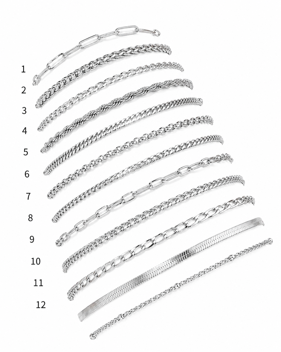 Pulseras finas plateadas