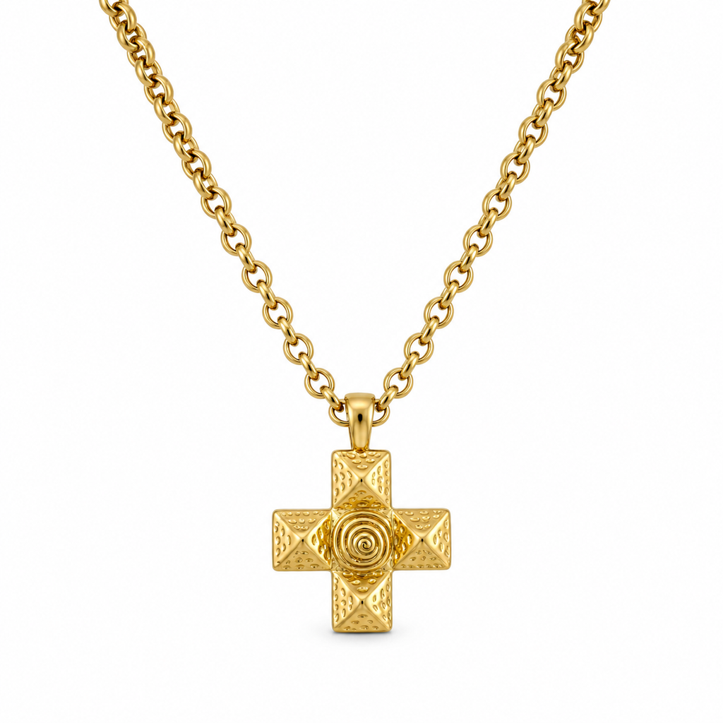 Collar ajustable largo de cruz