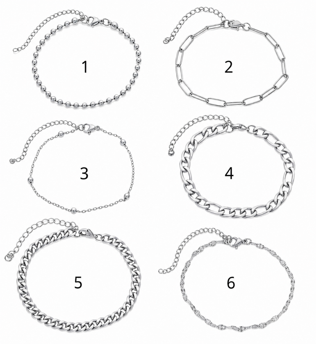 Pulseras sencillas plateadas