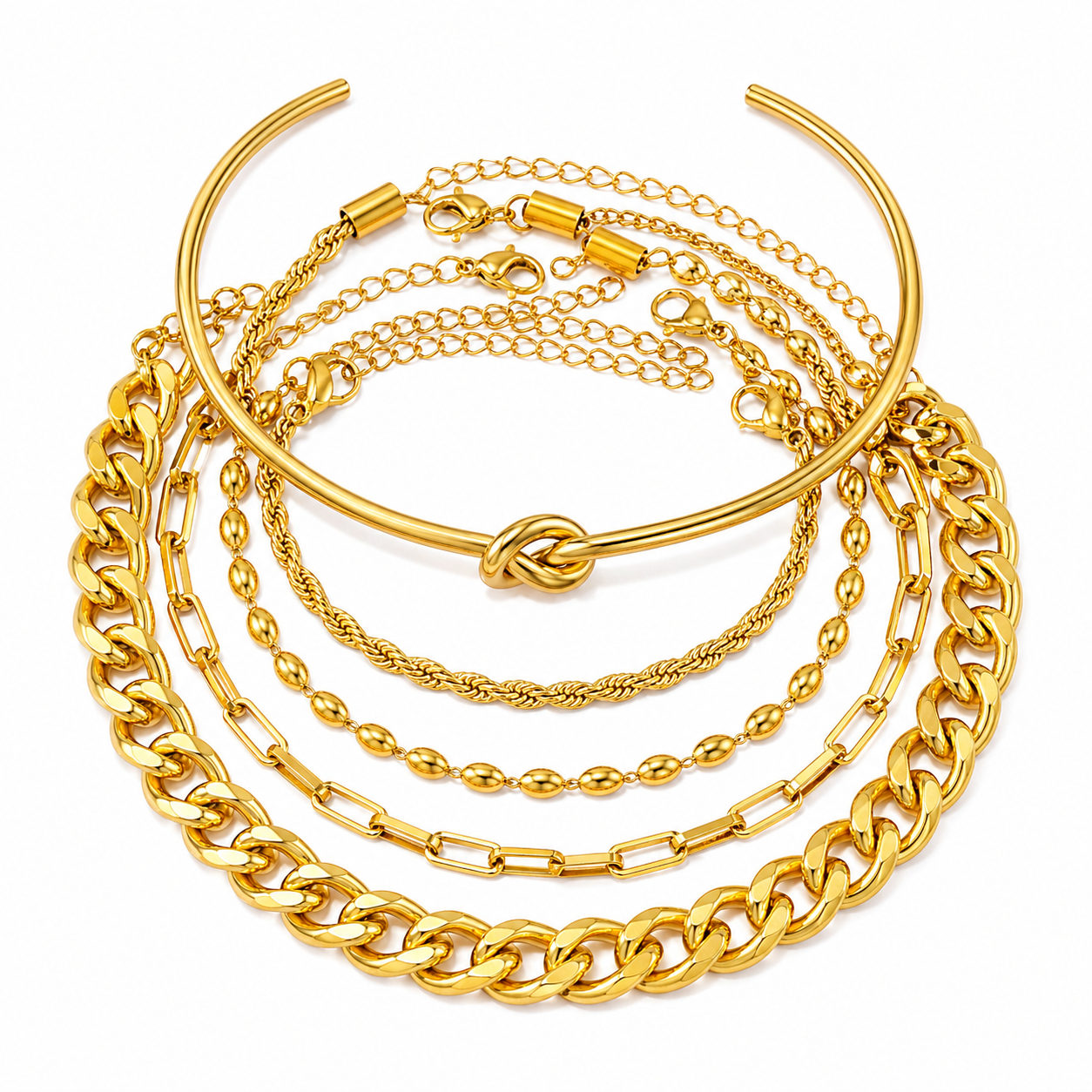 Brazalete grueso plateado & Dorado