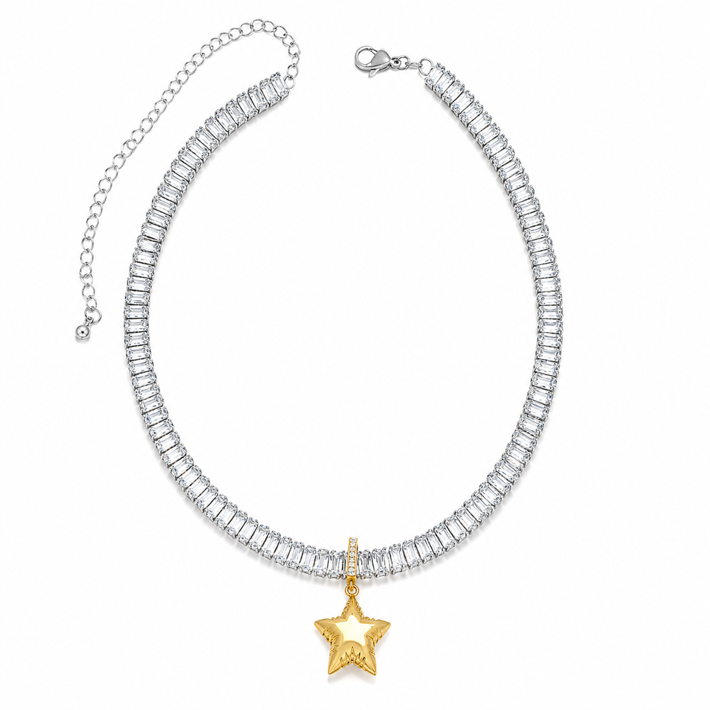 Collar cadena de cristales con charm de globo