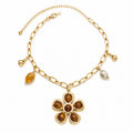 Collar flor con piedras café