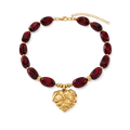 Collar dije grande de corazones con piedras guindas