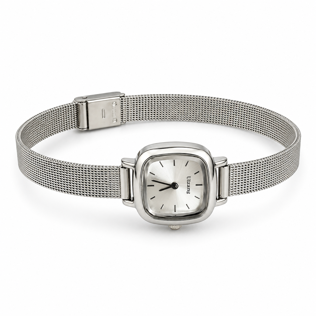 Reloj plateado cristal 3D