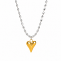 Collar sencillo corazón plateado con dorado