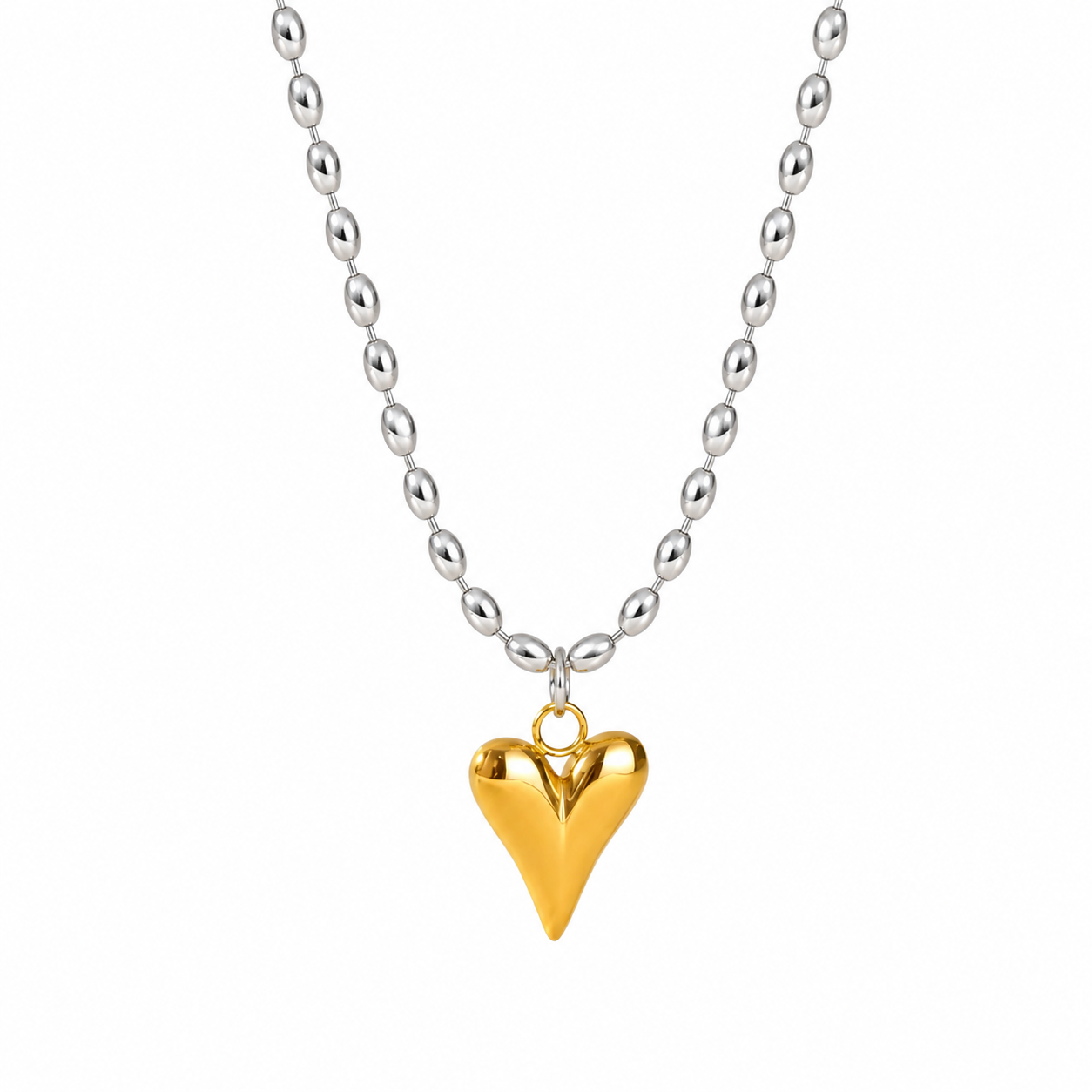 Collar sencillo corazón plateado con dorado