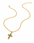 Collar de cruz con cristales verdes