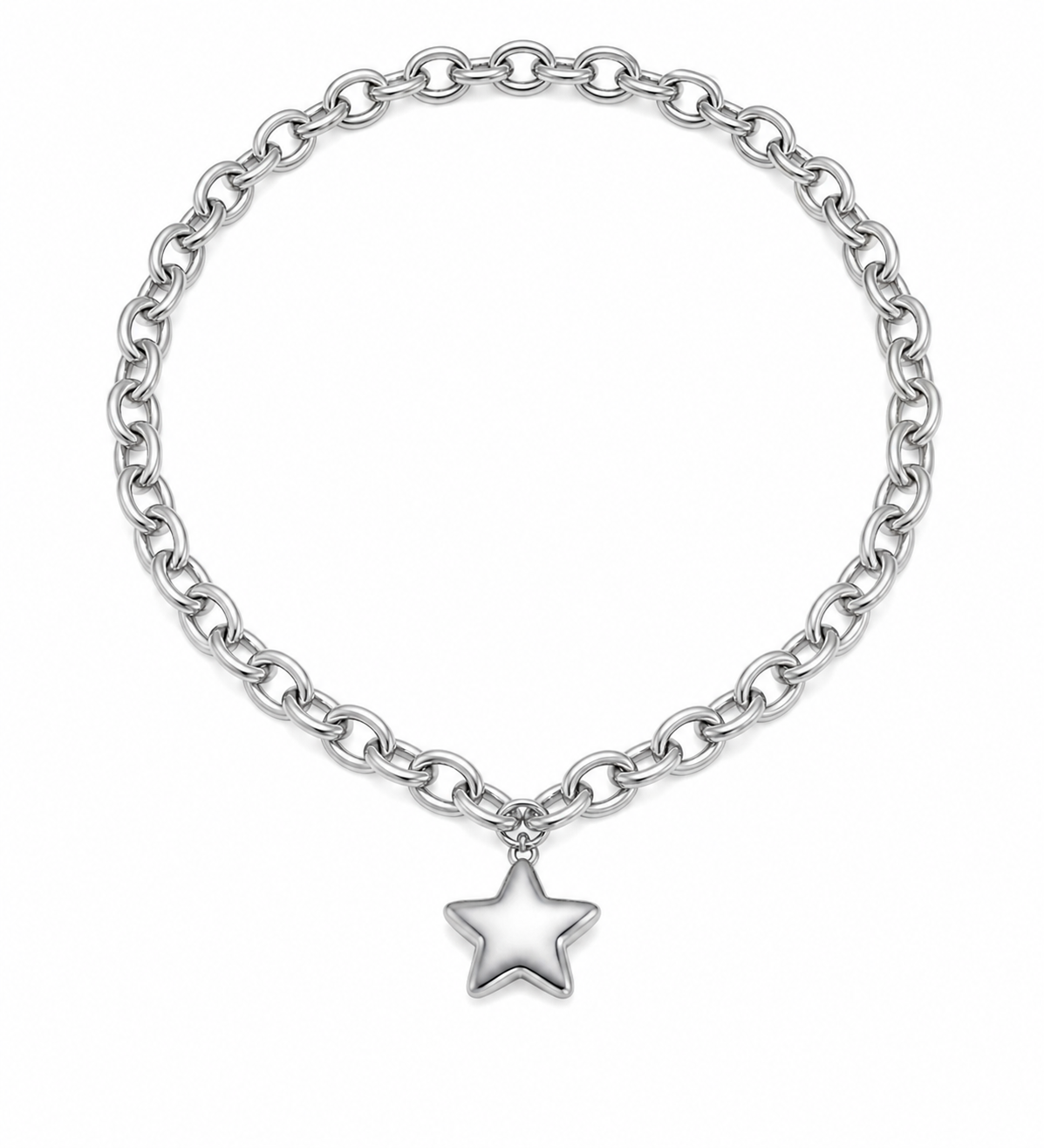 Cadena ajustable con estrella plateada