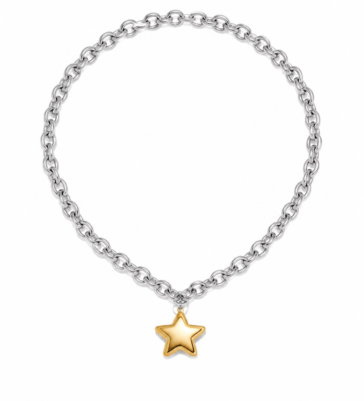 Collar ajustable plateado con estrella dorada