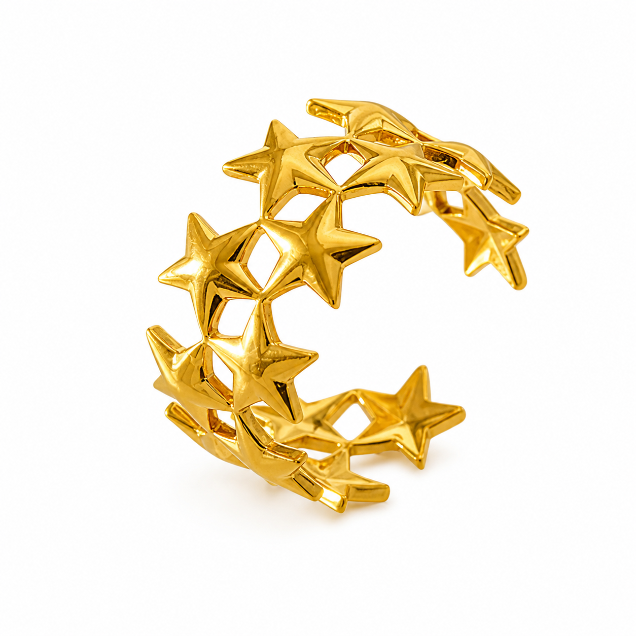 Anillo red de estrellas dorado