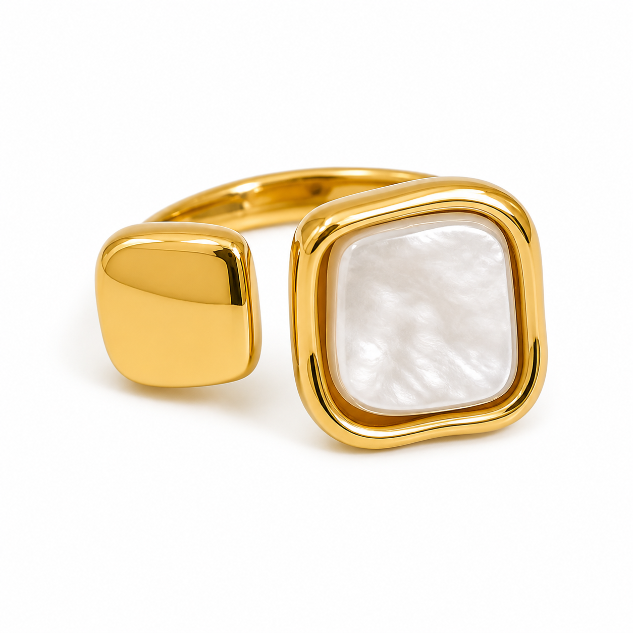 Anillo perla cuadrada ajustable