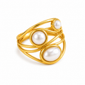 Anillo abierto de perlas ajustable