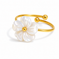 Anillo de flor concha natural ajustable