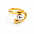 Anillo irregular con cuenta plateada ajustable