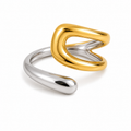 Anillo abierto bicolor ajustable