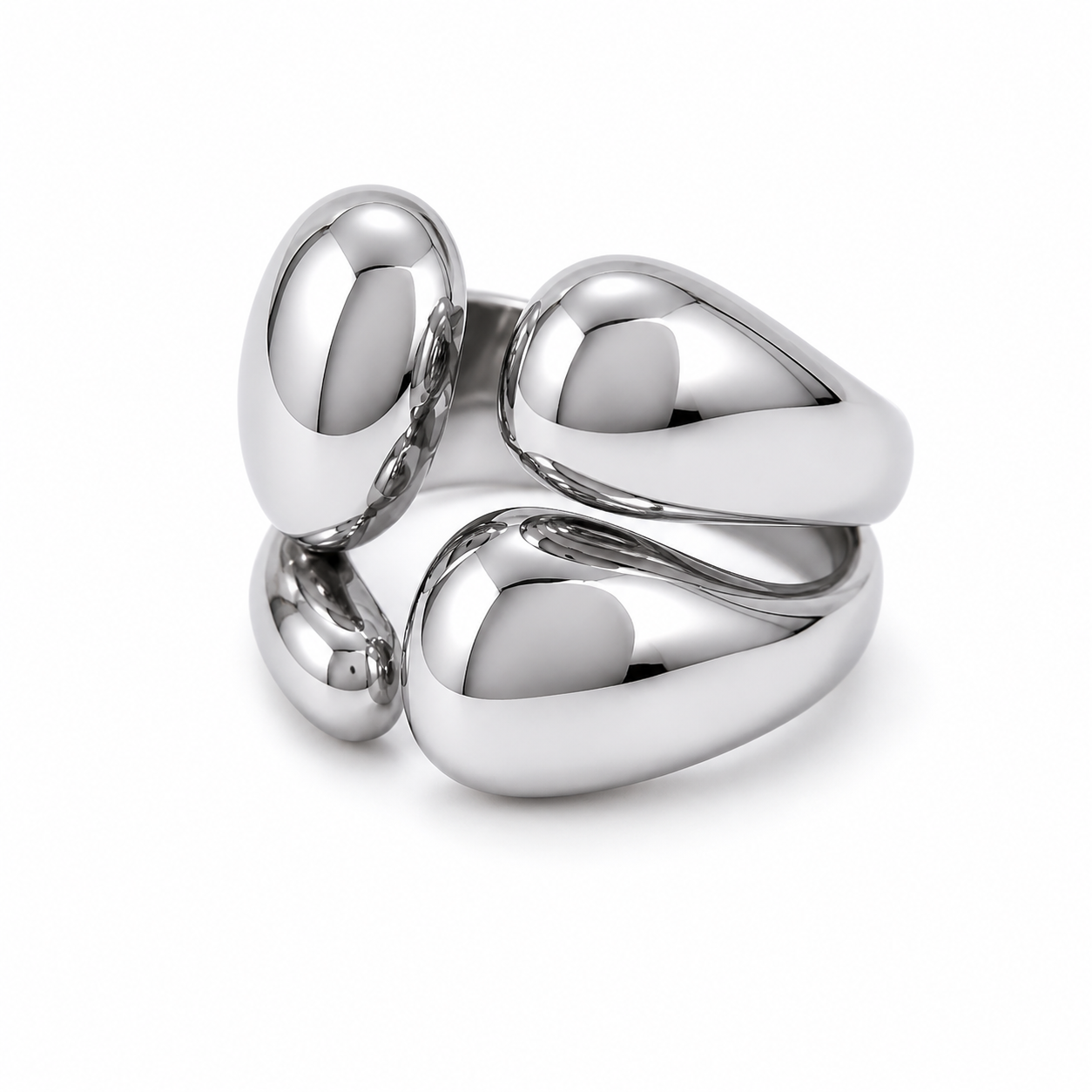 Anillo cuatro gotas plateado