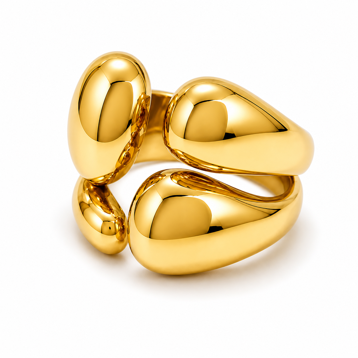 Anillo cuatro gotas dorado