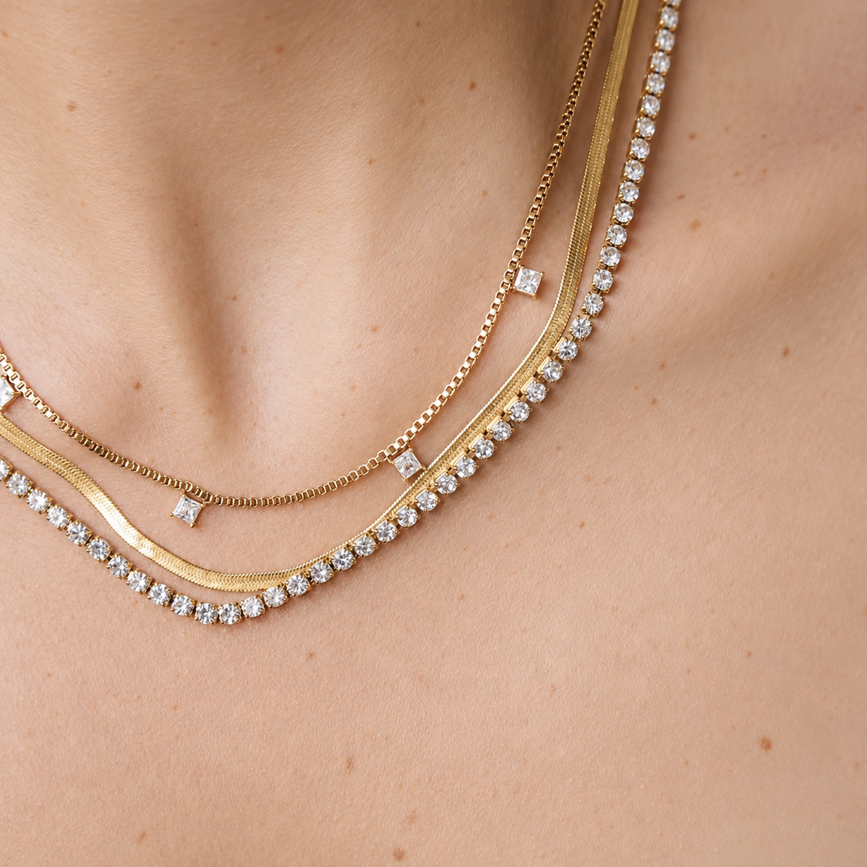 Layering de cadenas con cristales