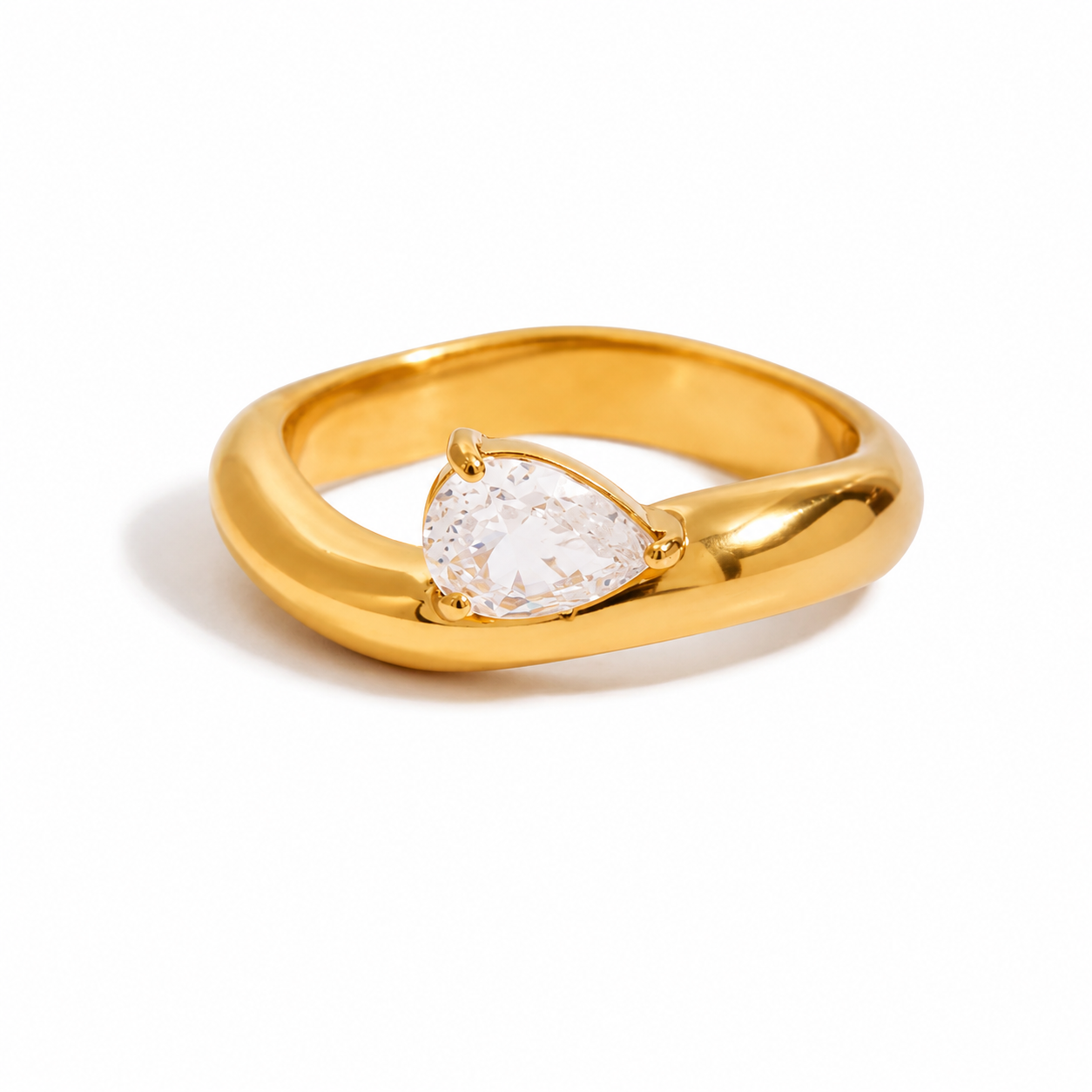 Anillo irregular con cristal al centro