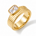 Anillo chunky cristal rectangular dorado