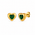 Aretes de corazón cristal verde