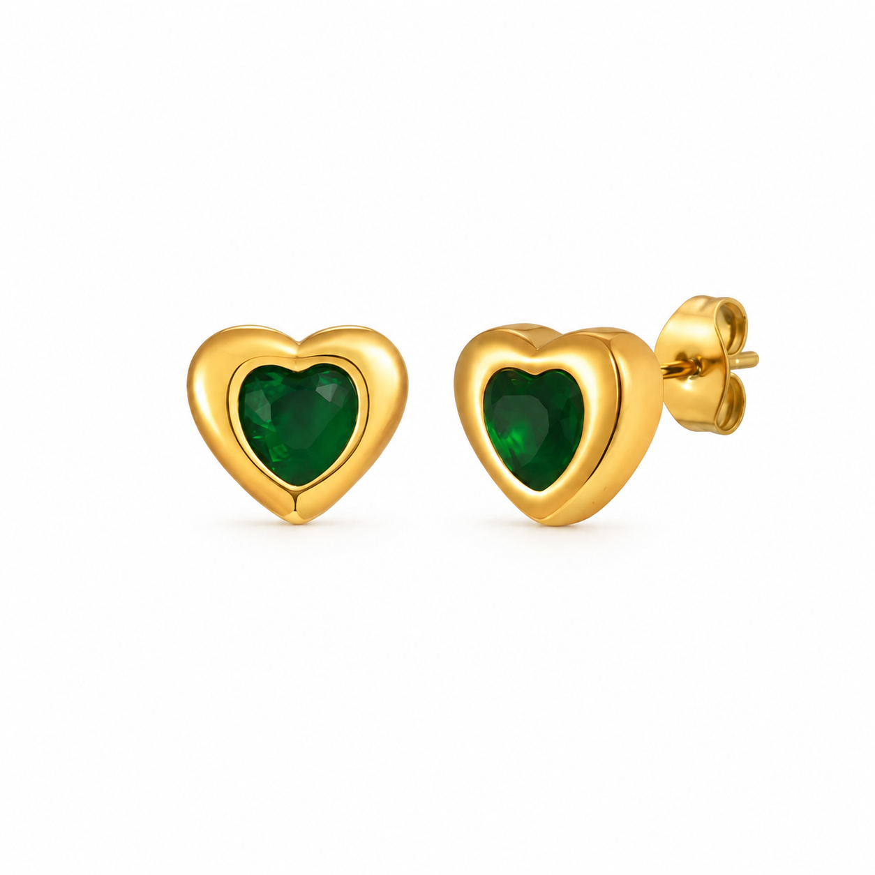 Aretes de corazón cristal verde