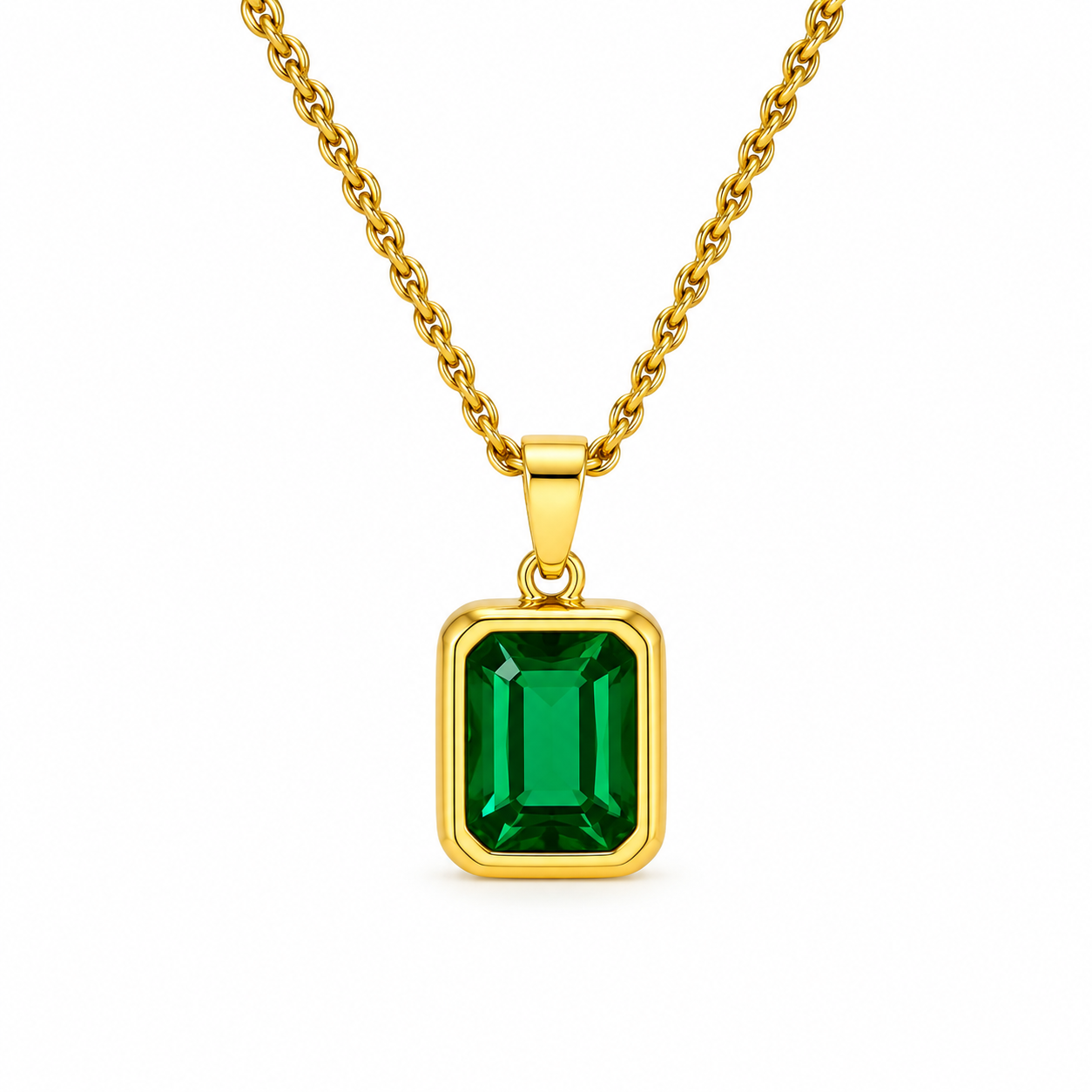 Collar piedra verde rectangular