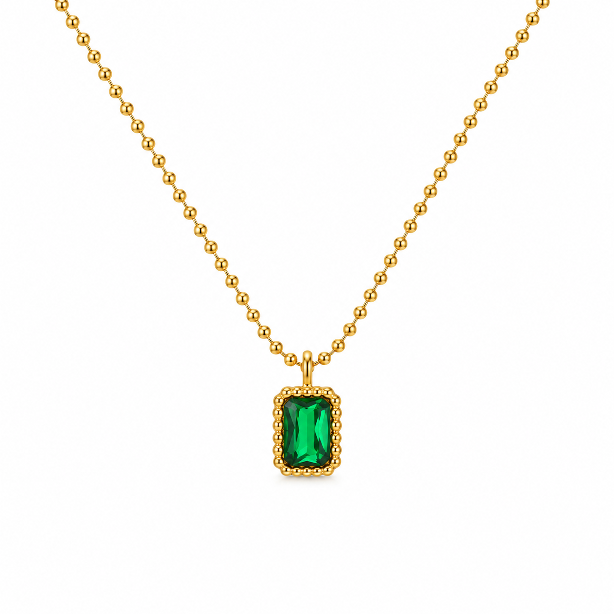 Collar rectangular de piedra verde pequeño