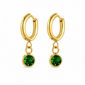 Hoops con cristalito colgante verde