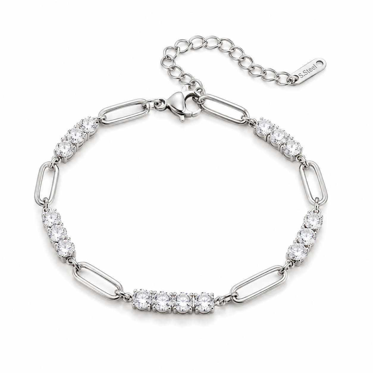 Brazalete de eslabones con cristales