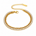 Brazalete doble cadenita y cristalitos